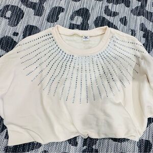 Sew In Love Cream Sweatshirt with Silver Embellishments